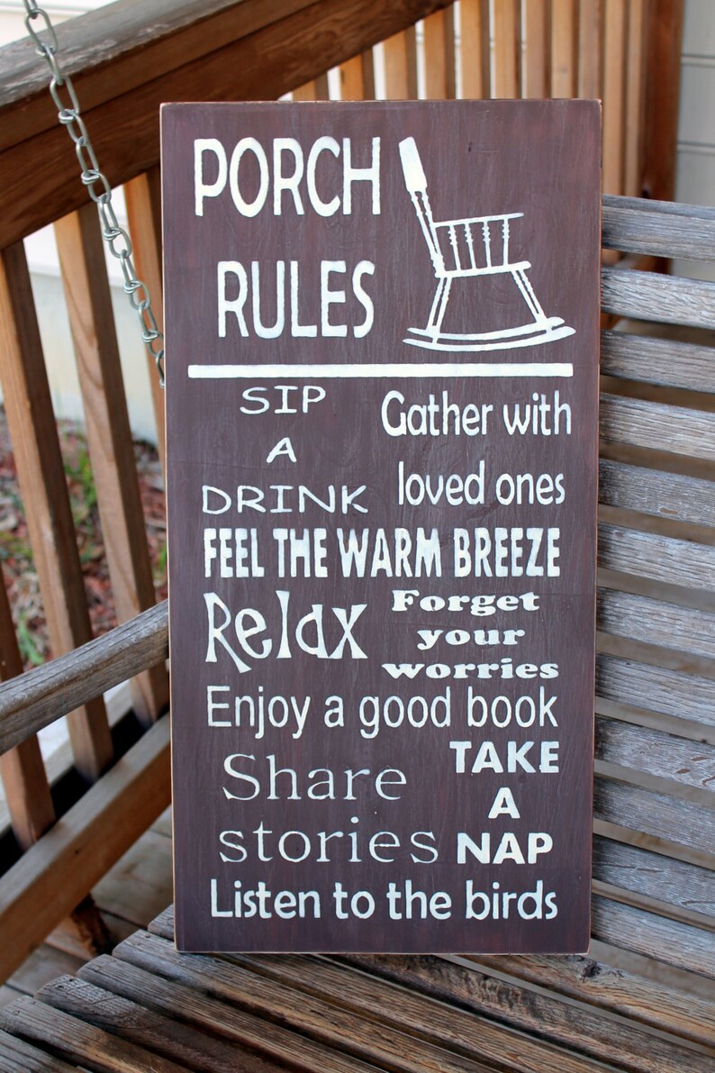 Porch Rules Wood Subway Sign Garden Sign Porch Sign Etsy