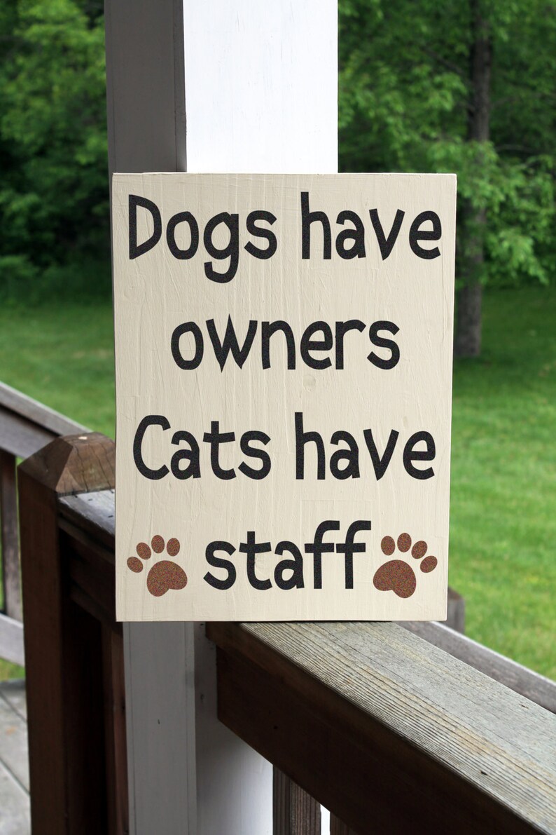 Cat Wood Sign Funny Dog Cat Sign Dogs Have Owners Cats Have Etsy