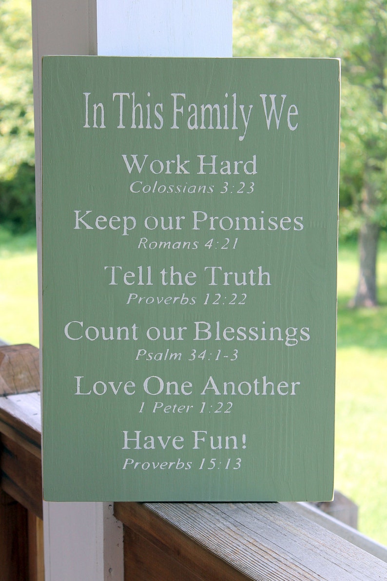 Religious Family Rules Sign Bible Verses Rules Christian Etsy