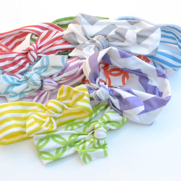 Organic Baby Girl Headband , Organic Cotton Knot Headband , Chevron Headband , Newborn Gift  , Shower Gift , Newborn Photo Prop