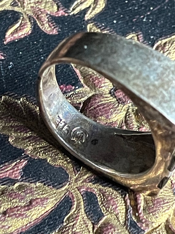Vintage Sterling Silver & Enamel Ring - image 2