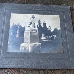 Antique Hauting Mounted Photo of Gravestone Headstone Cemetery Owens