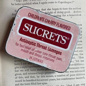 Vintage Children’s Cherry Flavored Sucrets Throat Lozenges Merck & Co Empty Tin Pharmaceutical