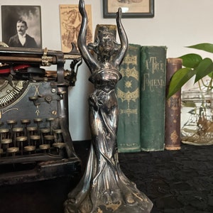 Victorian Art Nouveau Lady Metal Statue