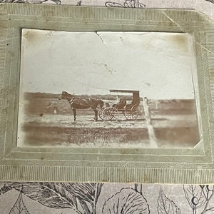 Antique Horse & Cart Buggy Victorian Mounted Photo Ephemera