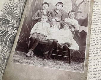 Antique Cabinet Card Photograph Portrait of Siblings Children Victorian