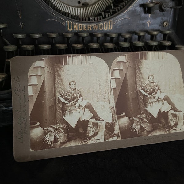 Rare Antique Cuban Girl Risqué Keystone Stereoscope Photo Card