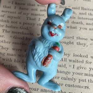 Vintage Honk Kong Toys Blue Bunny w/ Carrot