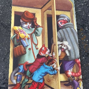 Vintage Alfred Mainzer Anthropomorphic Cats Shopping Postcard