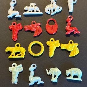 Vintage Cracker Jack Charms Gumball Machine Charms Mixed Lot of 16 Animals Western Circus Seal Lot #5