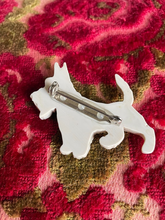 Vintage Celluloid Scottie Dog Pin Brooch - image 2