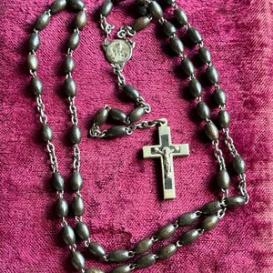 Vintage Dark Brown Bead Rosary France Catholic Religious Gift