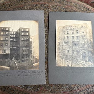 Antique Victorian Era Pair of Original Mounted Photos of Boston Massachusetts Boston University School of Theology Front & Back of Building
