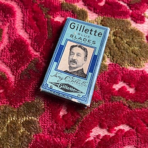 Antique Gillette Blue Blades Unopened Sealed Box 5 Individually Wrapped Blades
