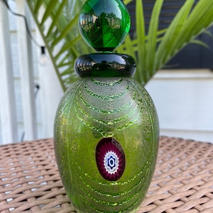 Signed Franco Moretti Scavo Vintage Murano Glass Bottle With