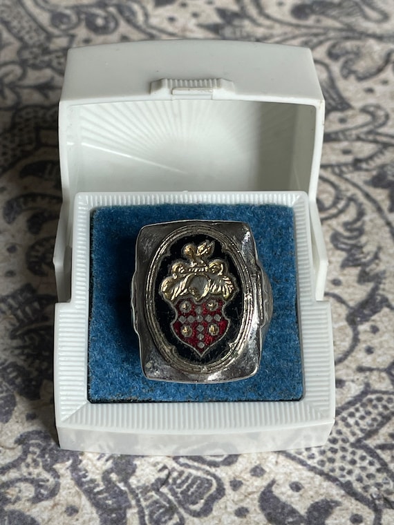 Vintage Shield Coat of Arms Medieval Inspired Ring - image 1