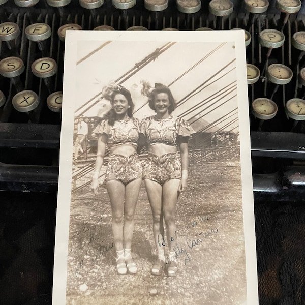 Rare Autographed 1940s Cartier Sisters Aerialist Circus Performers Photo