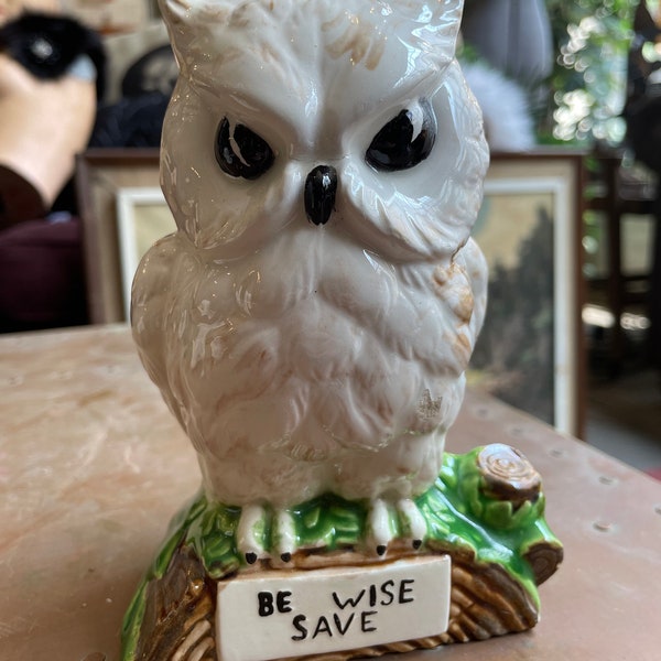 Vintage Be Wise Owl Coin Bank Cute Owl Bird Nature Gift Vintage Decor