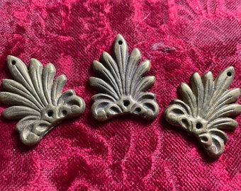 Trio of Antique Vintage Ornate Brass Hardware