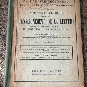 Antique 1900 French Lesson Book with Illustration Images Paris France Hardback Book