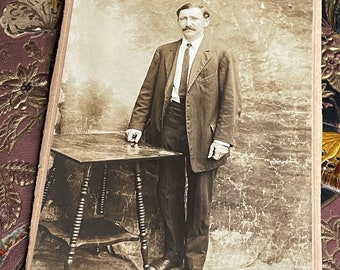 Antique Sepia Photo Portrait of Gentleman in Suit