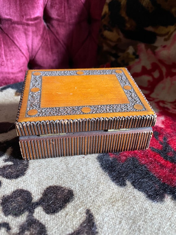 Vintage Wood Box Trinket Box Jewelry Box Made in … - image 4