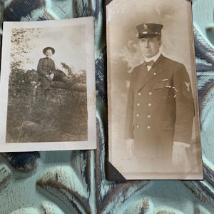 Pair of Antique Victorian Gentleman in Uniform Photographs
