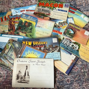 Vintage Large Lot of 15 Travel Souvenir Foldout Postcard Booklets Linen Postcards