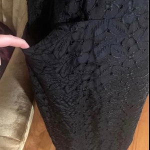 Gorgeous Black Lace Vintage Wiggle Dress w/ Pocket & Hip Swag image 3