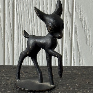 Vintage 1950s Darkened Bronze Brass Miniature Bambi Deer Figurine Hakuli Israel