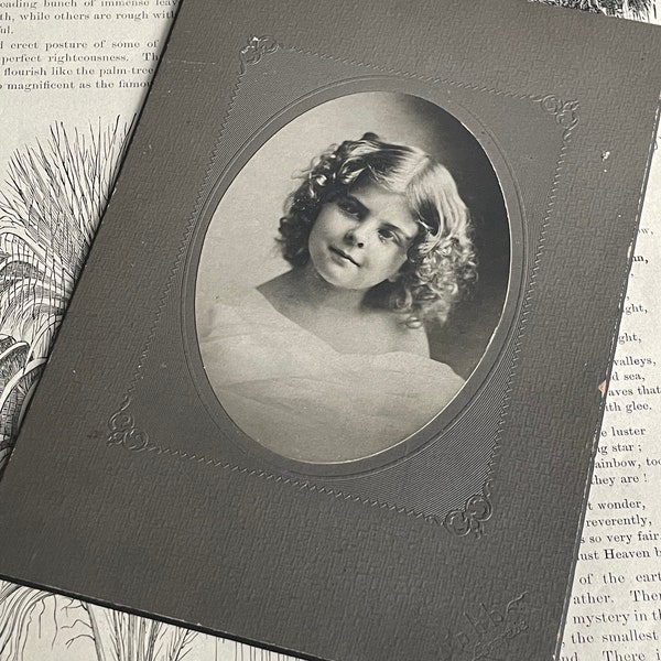 Antique Sepia Oval Portrait Card of Little Girl Grandhaven Michigan