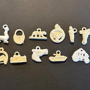 Vintage Cracker Jack Charms Gumball Machine Charms Mixed Lot of 11 Animals Western Lock Circus Seal Lot #7