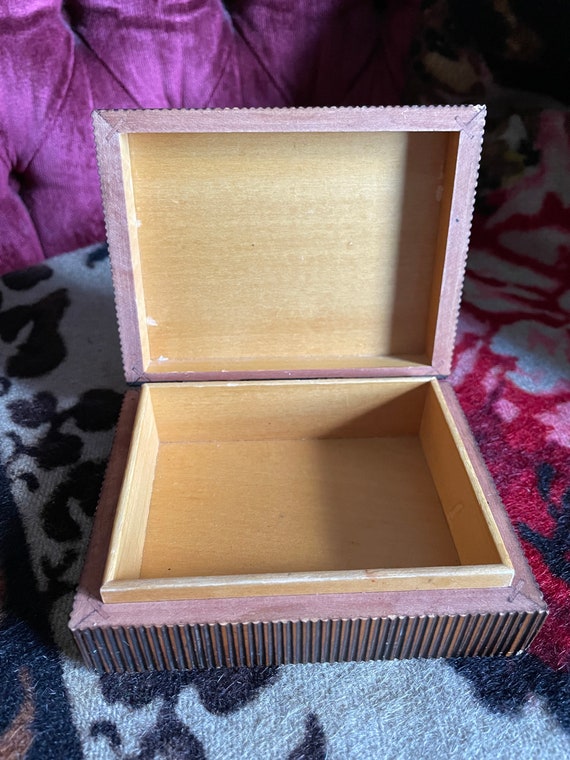 Vintage Wood Box Trinket Box Jewelry Box Made in … - image 3