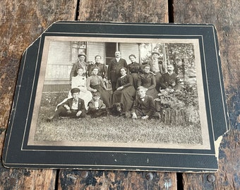 Antique Large Group Portrait of Family or Community and Dog Cabinet Card