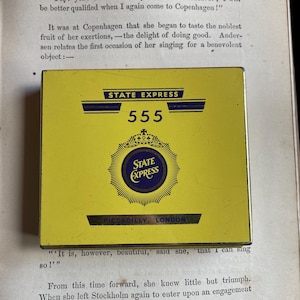 Vintage State Express 555 Piccadilly London Yellow Cigarette Tin Empty Tin Advertising