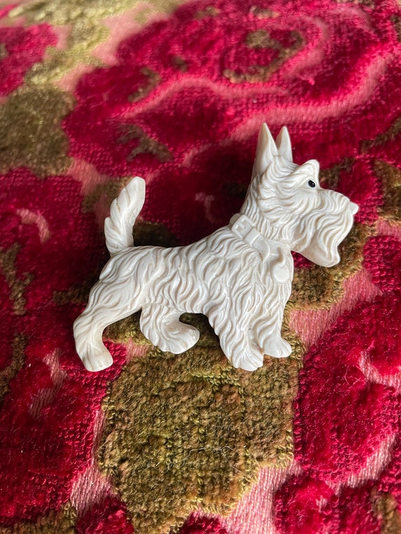 Vintage Celluloid Scottie Dog Pin Brooch - image 1