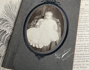 Antique Sepia Oval Baby Portrait Card