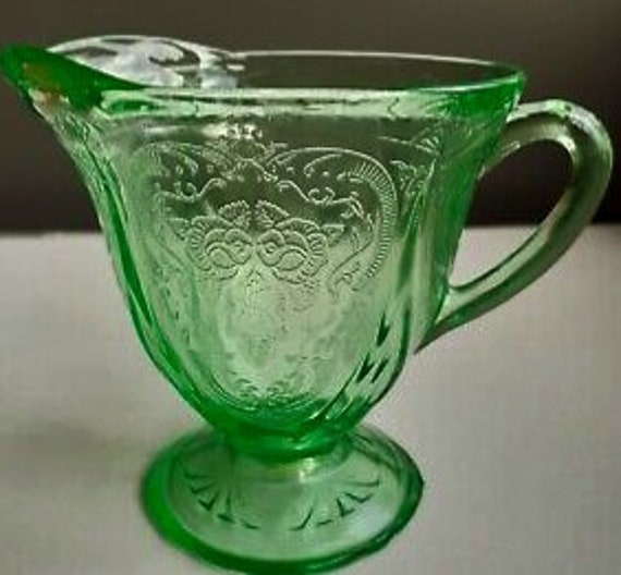 Vintage Green Royal Lace Cookie Jar Crafted by Hazel Atlas Glass 1930s,  Green Royal Lace Depression Glass Cookie Jar