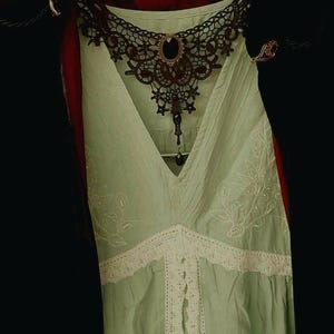 Absinthe Cotton Nightgown: Gothic Lace Regency Dress (Up to UK 20)