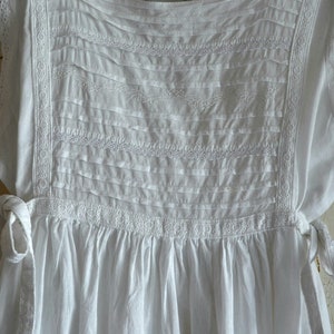 Mina White Cotton Night Dress/ Chemise With Embroidery & Additional ...