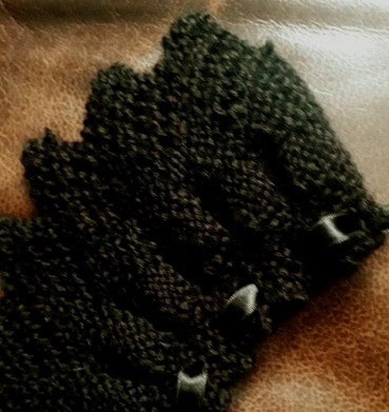 with silk ribbon ties wear - front or back - black,red or blue Victorian Gothic hand knitted collar