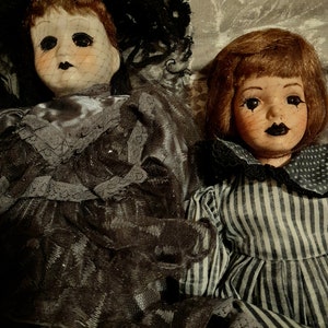 Victorian asylum collection Gothic hand painted porcelain dolls with hand made clothes & straitjackets image 5