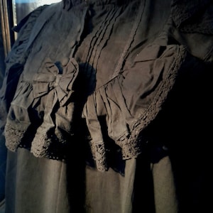Countess -Black victorian gothic nightgown - 3/4  sleeve -gorgeous  detailing, frills & stand up collar - 100% cotton size UK 16-20