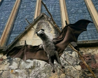 Renfield-hand made vampire bat with anatomically posable head, claws, wings etc