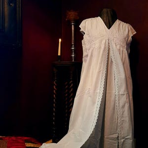 Camille -Lace & Pearl Cotton Nightgown:  Gothic Style, UK Size 20