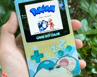 Custom Backlit Nintendo Gameboy Color IPS XL  "Artist Series" - Snorlax Edition by 8bitAesthetics & Jackie's Gaming Art