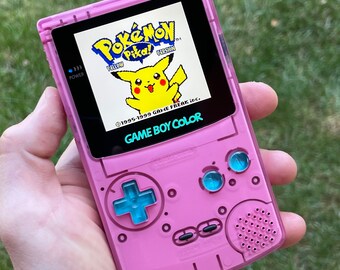 Custom Backlit IPS XL Nintendo Gameboy Color Semi-transparent pink/sky blue by 8bitAesthetics