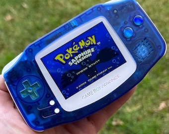 Custom IPS V3 Backlit Nintendo Gameboy Advance Clear Blue/Sky Blue Opal by 8bitAesthetics