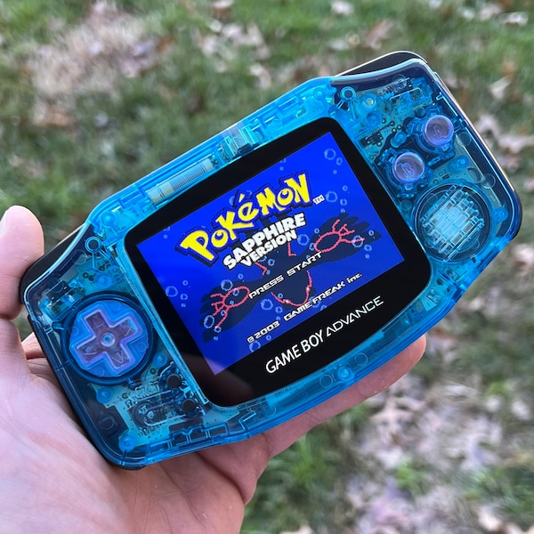 Custom IPS  Backlit Nintendo Gameboy Advance Mirror Blue/ Lavender Opal by 8bitAesthetics