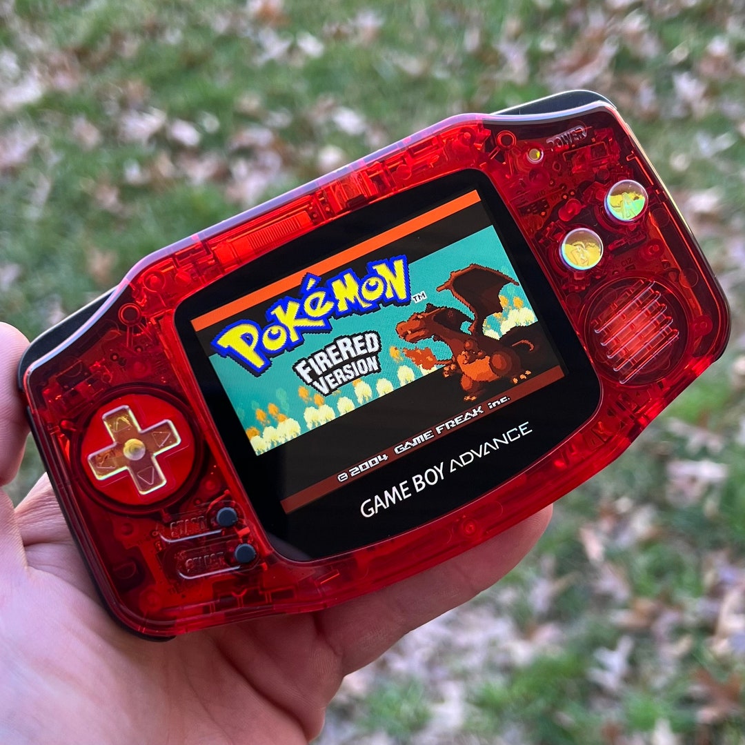 Custom IPS Backlit Nintendo Gameboy Advance Mirror Red/gold Opal by
